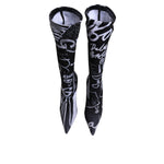 Dolce & Gabbana Black Logo Stretch Heels High Boots Shoes LA12238-36