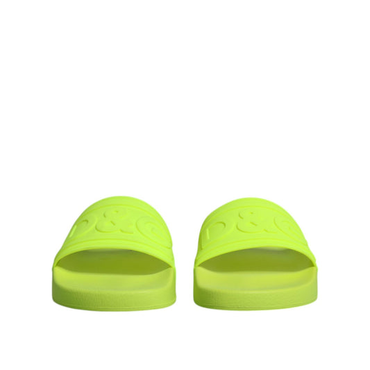 Dolce & Gabbana Green Rubber Slides Sandals Beachwear Shoes LA12242-40