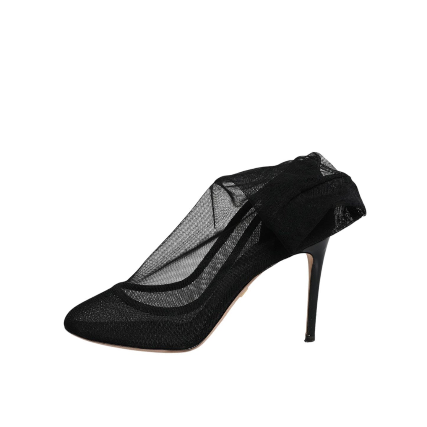 Dolce & Gabbana Black Nylon Mesh Sock Style Boots Shoes LA12246-39