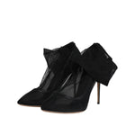 Dolce & Gabbana Black Nylon Mesh Sock Style Boots Shoes LA12247-40