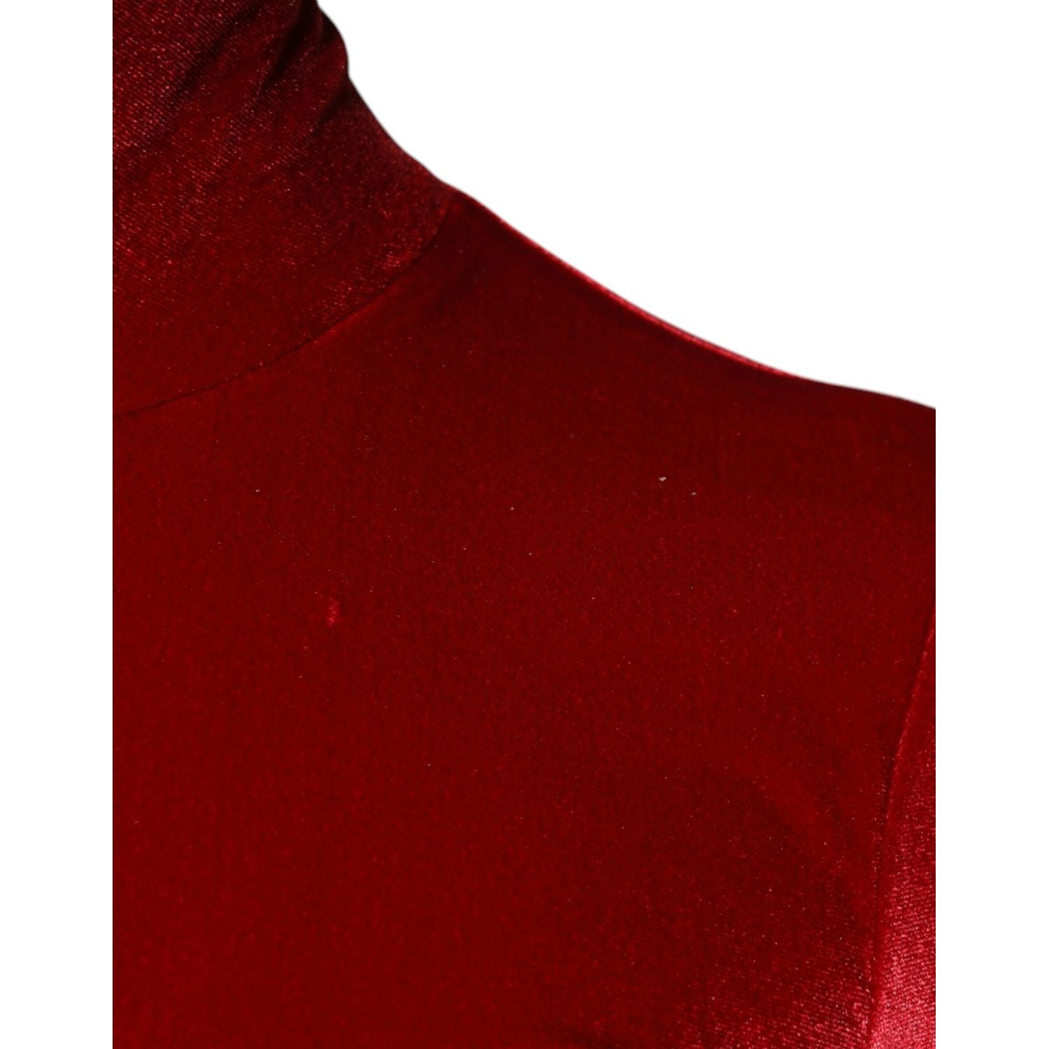 Dolce & Gabbana Red Velvet Long Sleeves Bodycon Mini Dress