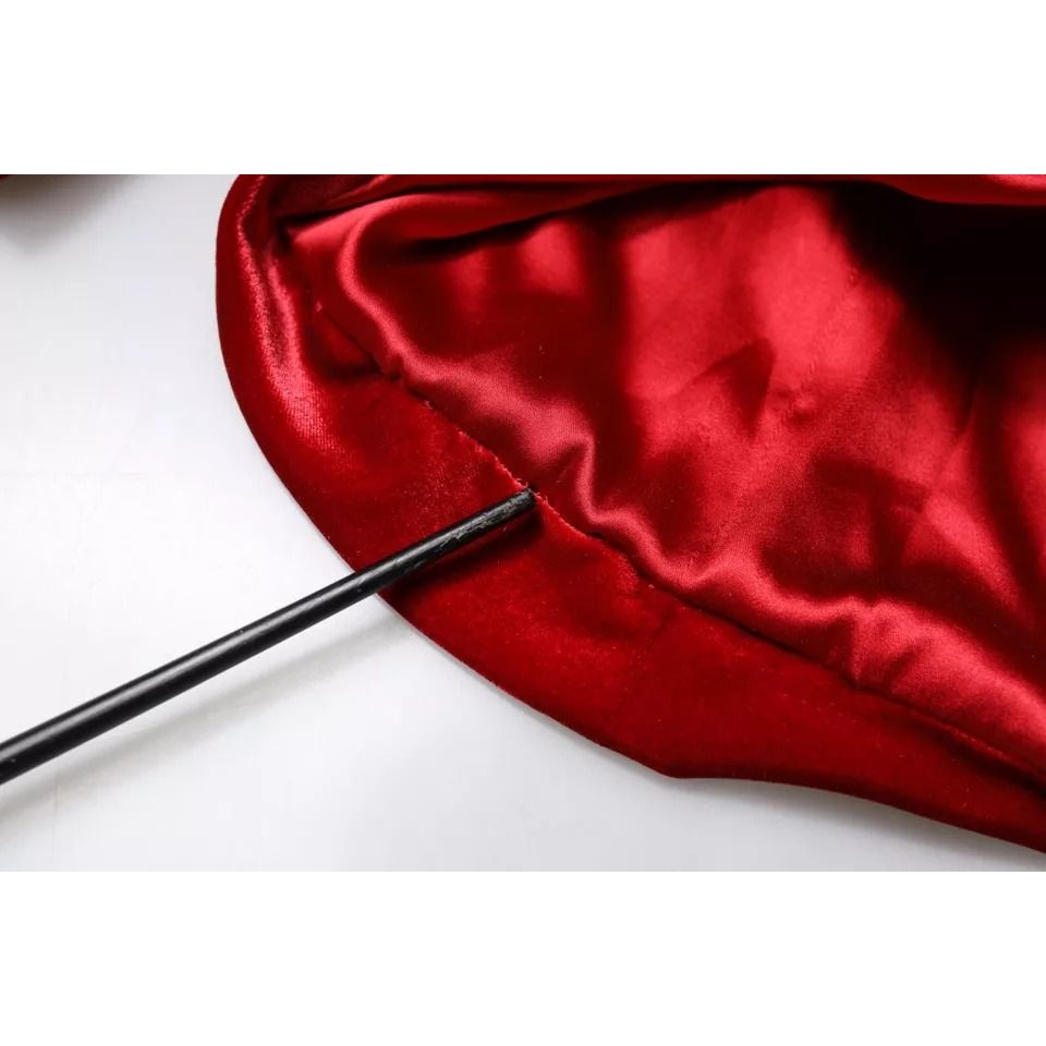 Dolce & Gabbana Red Velvet Long Sleeves Bodycon Mini Dress