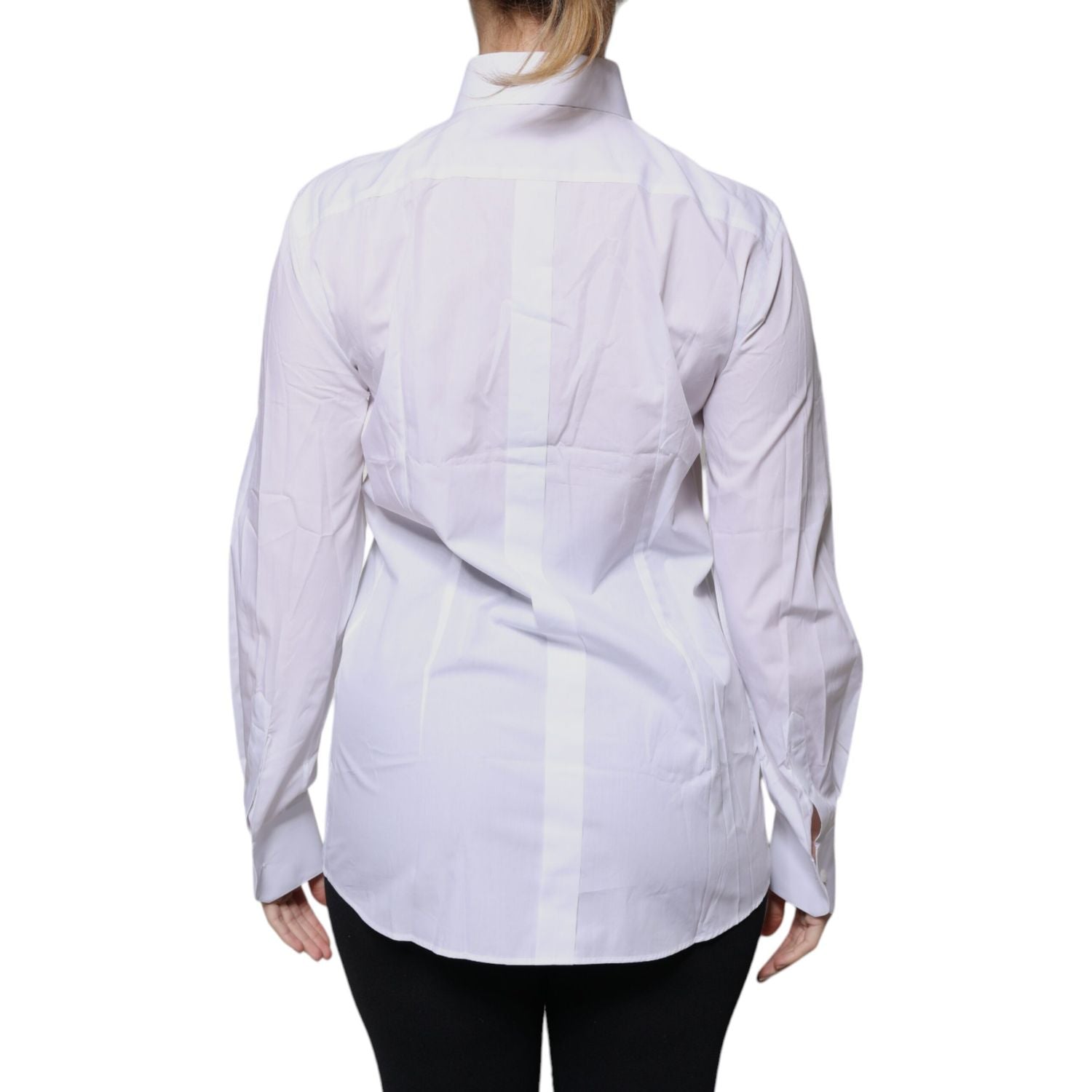 Dolce & Gabbana White Cotton Collared Long Sleeves Shirt Top