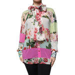 Dolce & Gabbana Multicolor Floral Patchwork Ascot Collar Top TSH86535-38