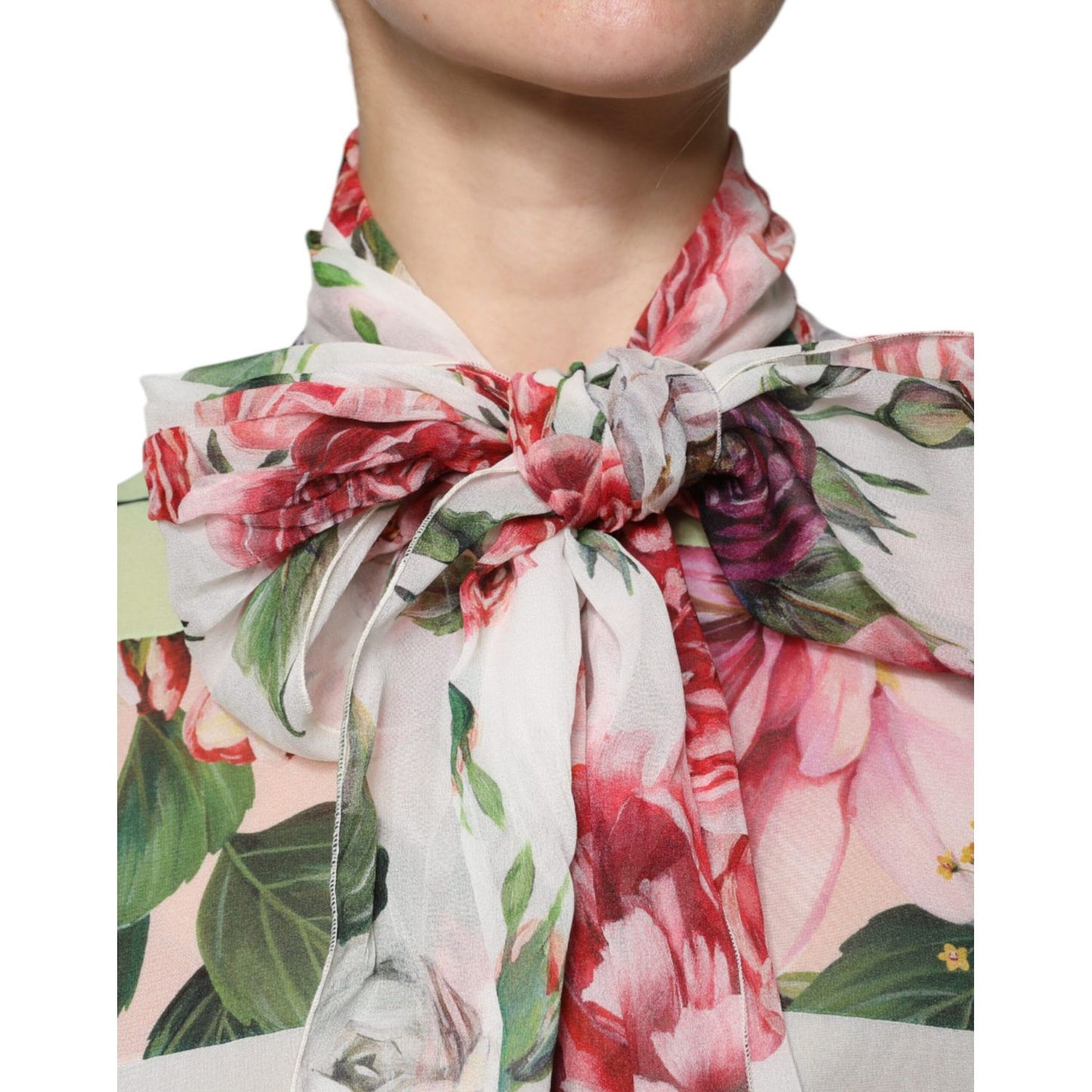 Dolce & Gabbana Multicolor Floral Patchwork Ascot Collar Top TSH86535-38