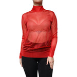 Dolce & Gabbana Red Mesh Turtleneck Long Sleeve Blouse Top TSH86828-40