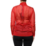 Dolce & Gabbana Red Mesh Turtleneck Long Sleeve Blouse Top TSH86828-40