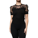 Dolce & Gabbana Black Floral Lace Short Sleeves Blouse Top TSH86836-38