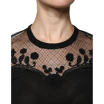 Dolce & Gabbana Black Floral Lace Short Sleeves Blouse Top TSH86836-38