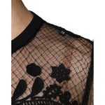 Dolce & Gabbana Black Floral Lace Short Sleeves Blouse Top TSH86836-38
