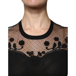 Dolce & Gabbana Black Floral Lace Short Sleeves Blouse Top TSH87028-40