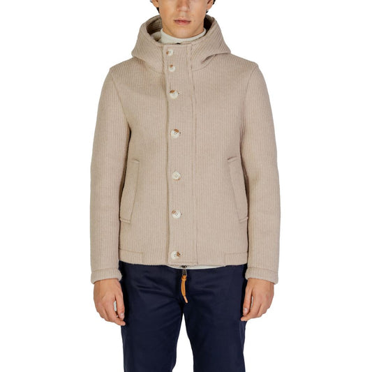 Hydra Clothing Beige Polyester Jackets & Coat for men, fall/winter collection, 75% polyester, 25% wool, stylish and warm design
