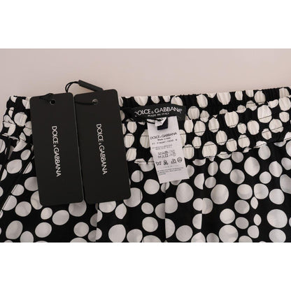 Dolce & Gabbana Black White Polka Dottes Silk Pants