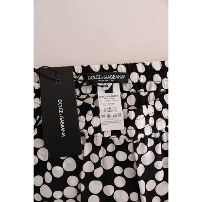 Dolce & Gabbana Black White Polka Dottes Silk Pants