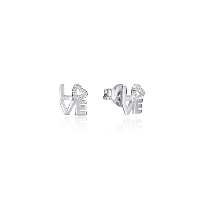 Silver earrings with 'LOVE' design and heart detail, keywords: VICEROY JEWELS Mod. 5083K000-30, lady jewelry, quartz movement, 3 ATM.