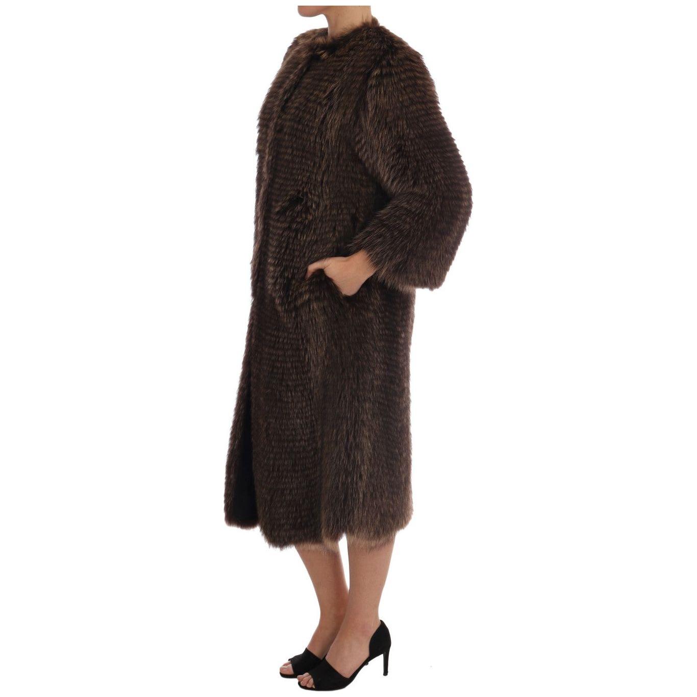 Dolce & Gabbana Brown Raccoon Fur Coat Jacket