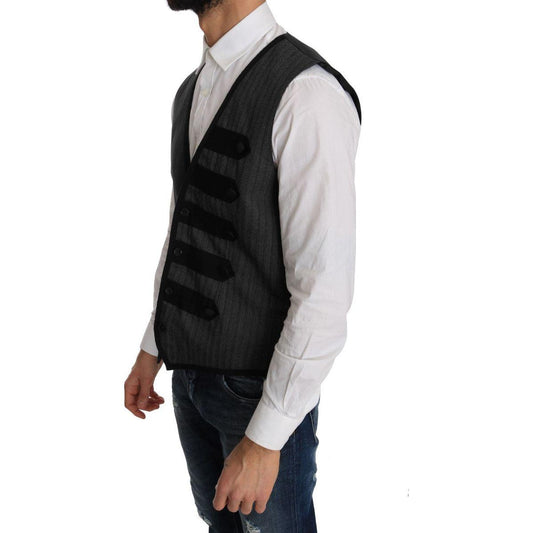 Dolce & Gabbana Gray Wool Patterned Slim Vest TSH2064-1