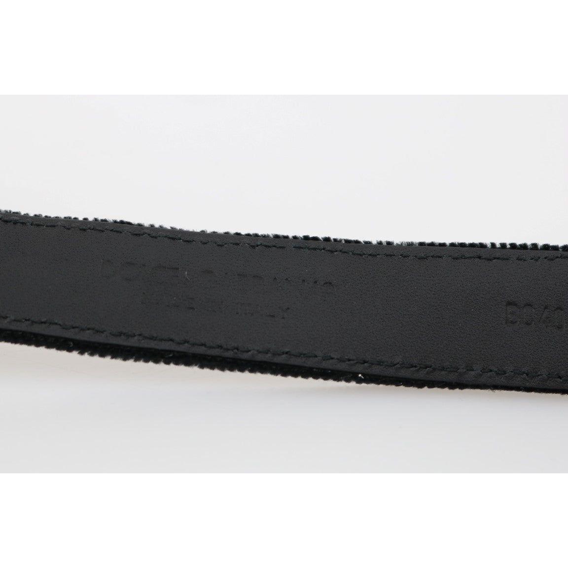 Dolce & Gabbana Black Cotton Royal Bee Embroidery Belt Belt