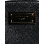Dolce & Gabbana Black Grain Leather Logo Plaque Clutch Bag
