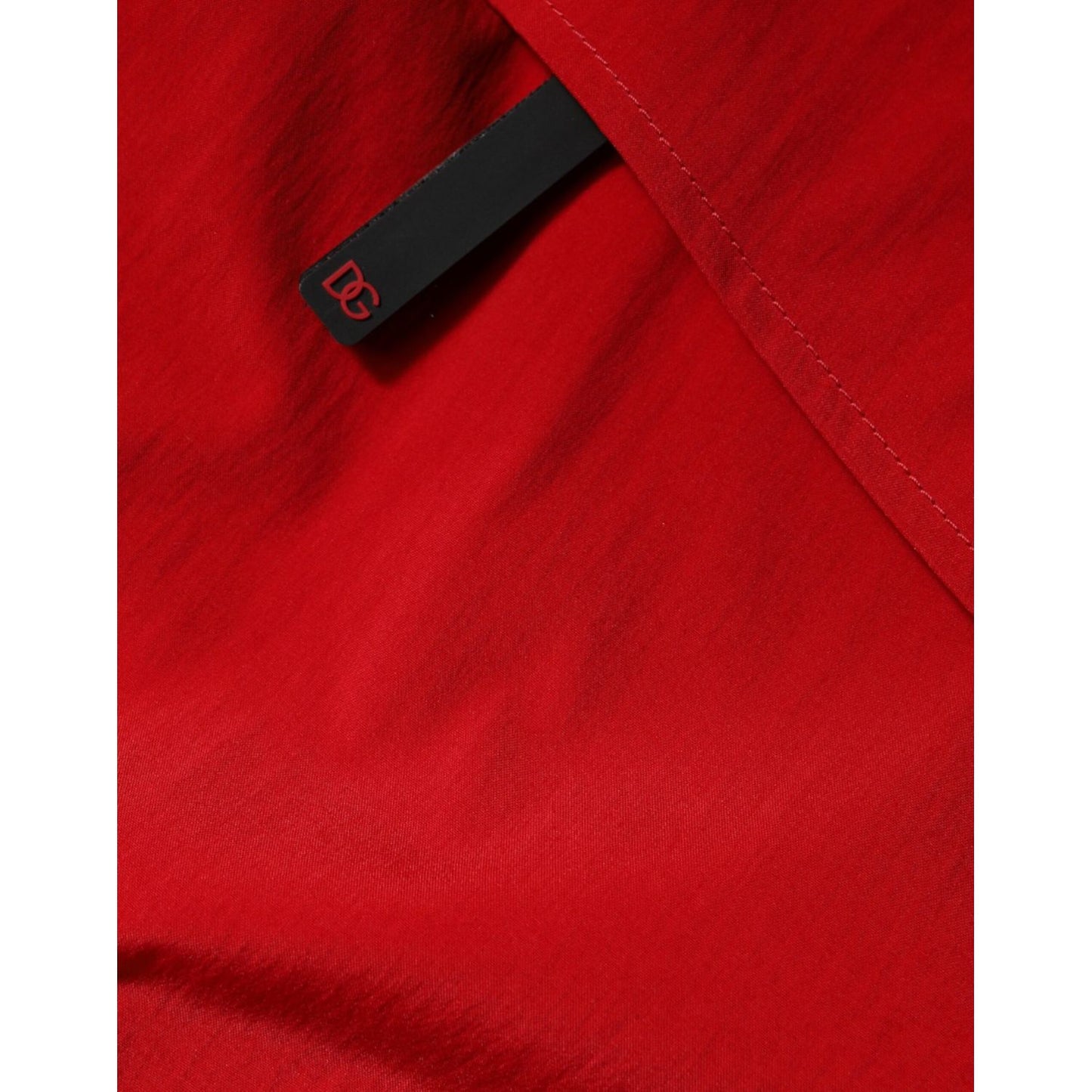 Dolce & Gabbana Red Nylon Hooded Men Full Zip Parka Jacket