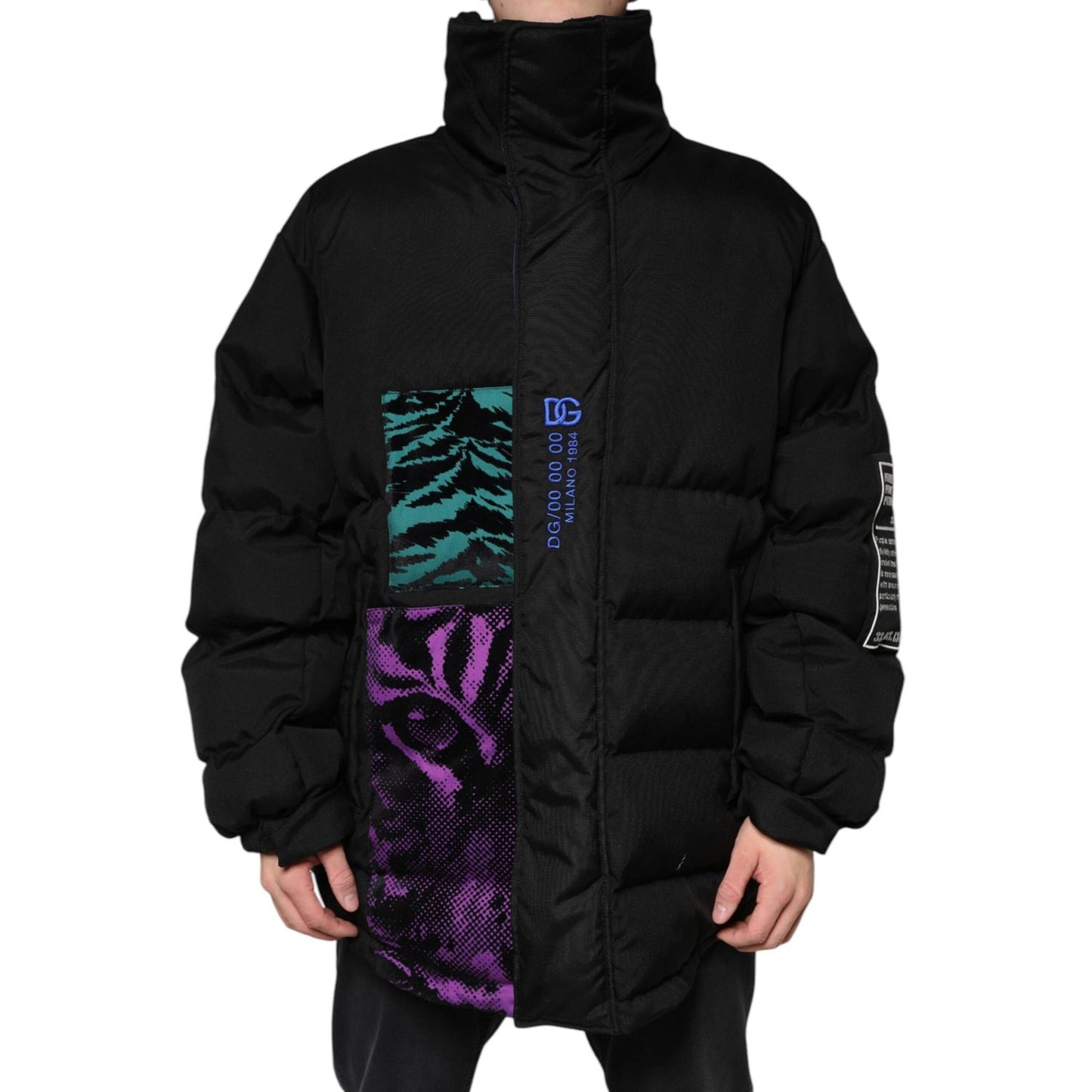 Dolce & Gabbana Black Nylon Puffer Men Full Zip Jacket TSH3790-52