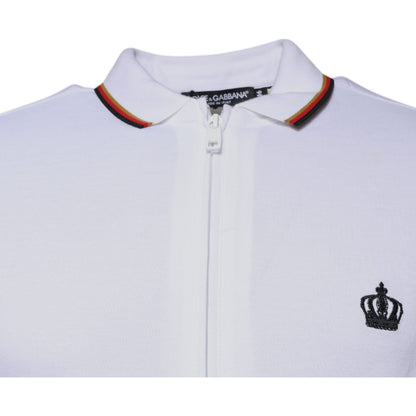 Dolce & Gabbana White Crown Men Full Zip Sweatshirt Sweater