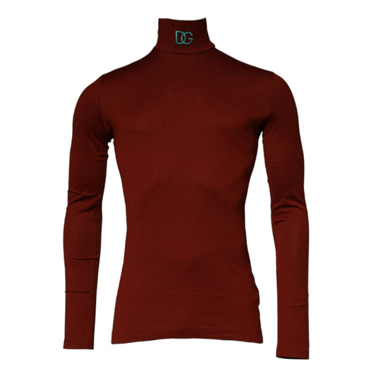 Dolce & Gabbana Red Cotton Turtleneck Men Pullover Sweater
