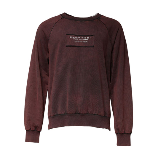 Dolce & Gabbana Brown Logo Cotton Crew Neck Pullover Sweater