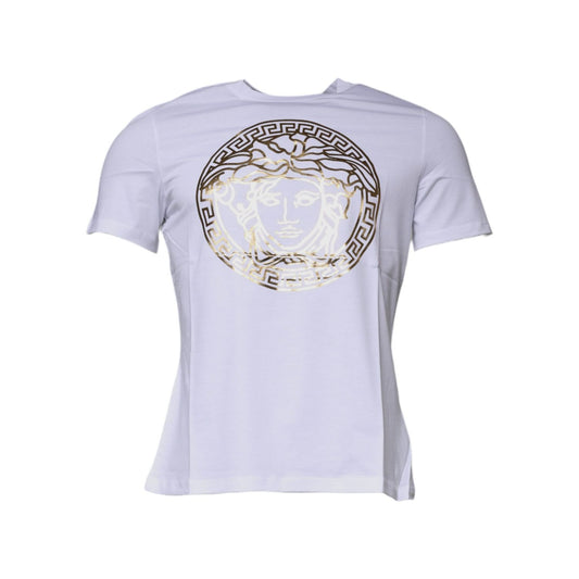 Versace White Medusa Print Cotton Crew Neck T-shirt TSH87197-40