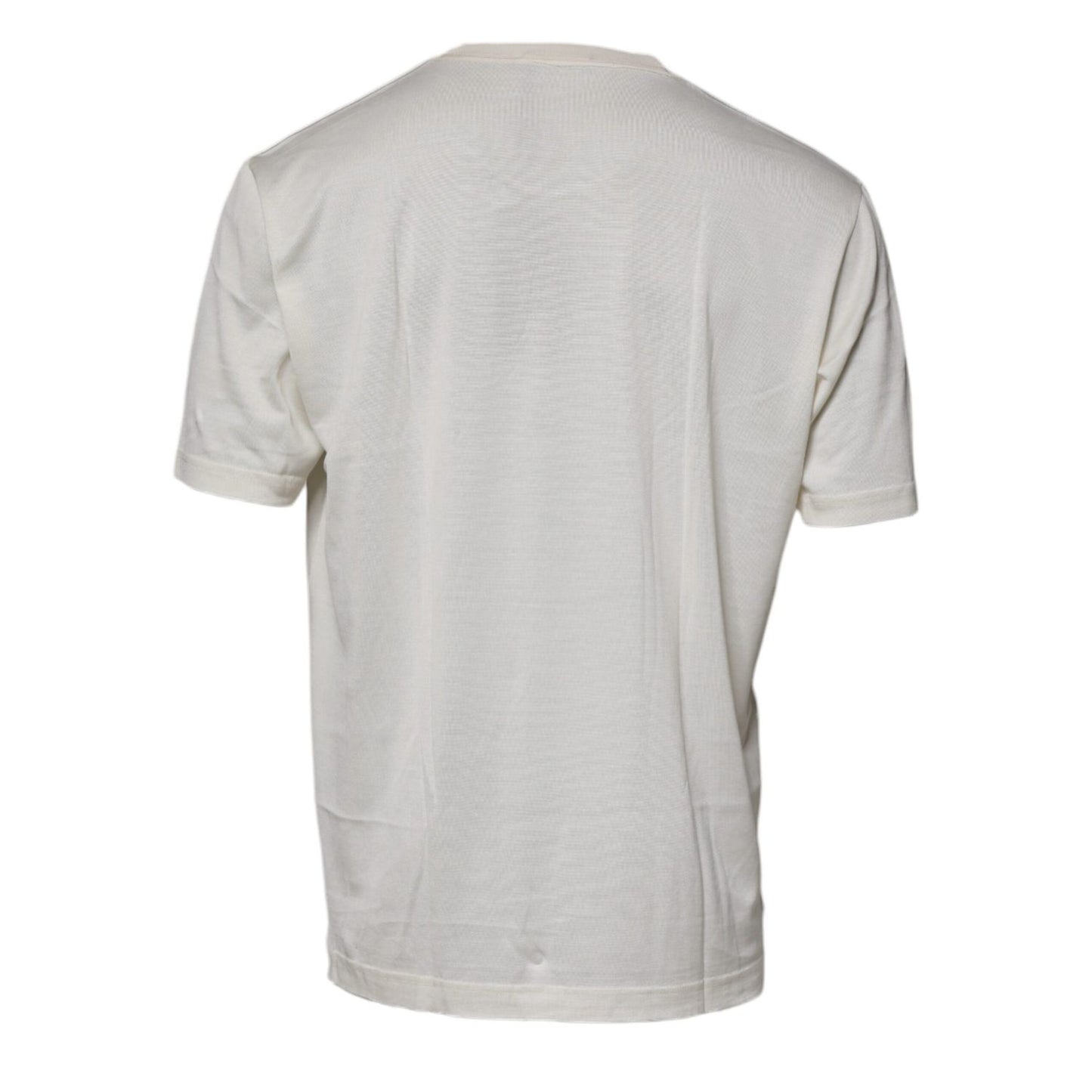 Dolce & Gabbana Off White Silk CrewNeck Short Sleeve T-shirt TSH87254-54