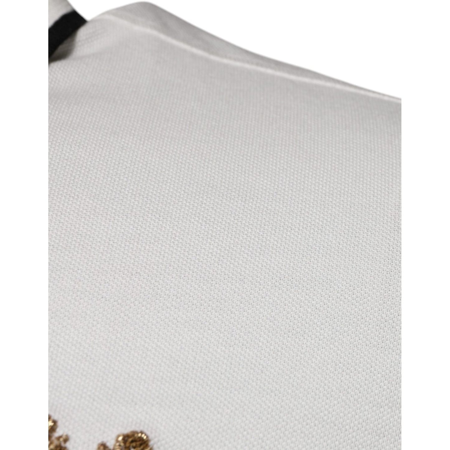 Dolce & Gabbana Off White Crown Cotton Collared Polo T-shirt