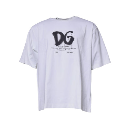 Dolce & Gabbana White DG Logo Cotton Crew Neck T-shirt