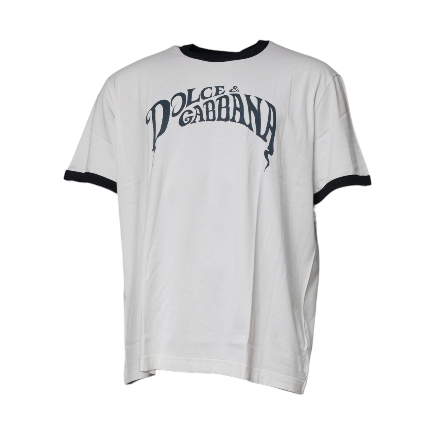 Dolce & Gabbana White Graphic Print Cotton Crew Neck T-shirt