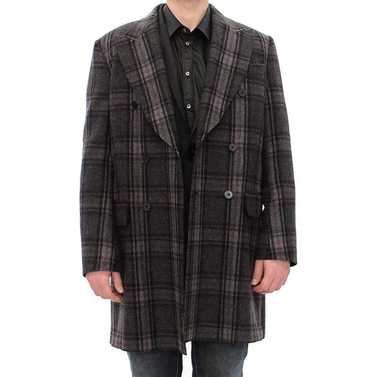 Dolce & Gabbana Gray Double Breasted Coat Jacket GJH10806-1