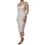 Dolce & Gabbana White Sheer Tulle Bustier Bodycon Midi Dress