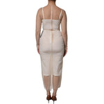 Dolce & Gabbana White Sheer Tulle Bustier Bodycon Midi Dress