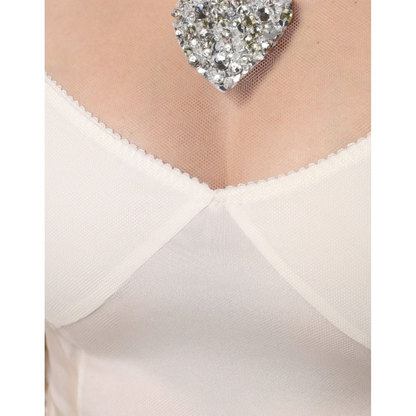 Dolce & Gabbana White Sheer Tulle Bustier Bodycon Midi Dress