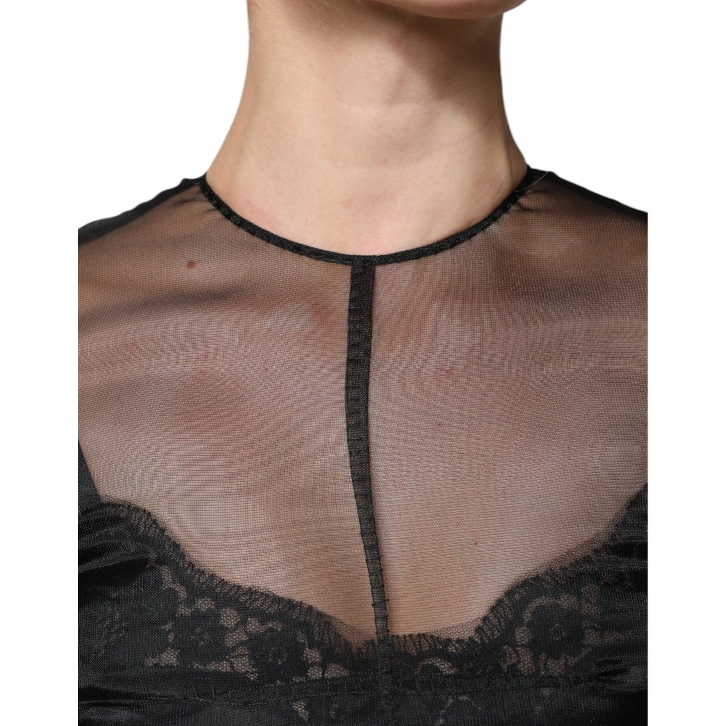 Dolce & Gabbana Black Tulle A-line Midi Cocktail Gown Dress DR281234-40