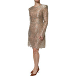 Dolce & Gabbana Gold Floral Lace A-line Sheath Mini Dress DR281297-44