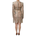 Dolce & Gabbana Gold Floral Lace A-line Sheath Mini Dress DR281297-44