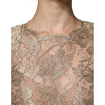 Dolce & Gabbana Gold Floral Lace A-line Sheath Mini Dress DR281297-44