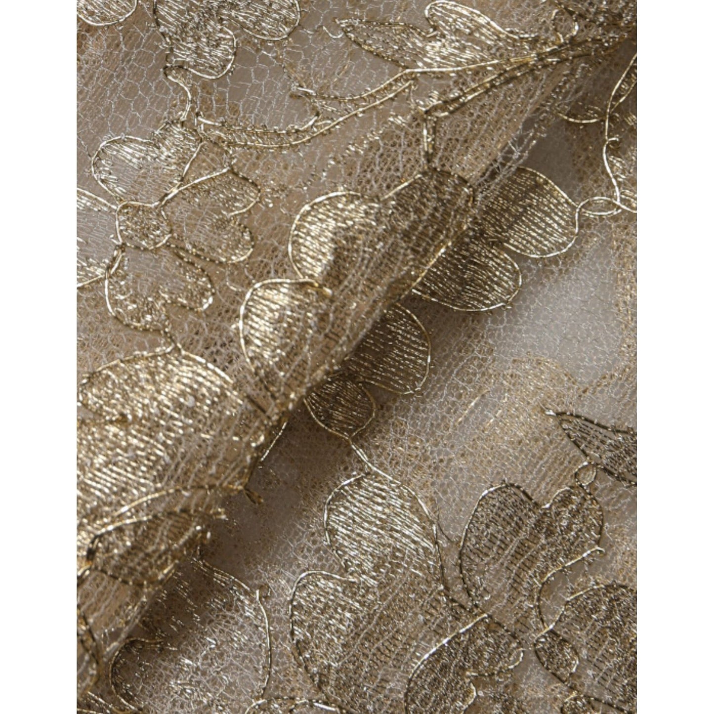 Dolce & Gabbana Gold Floral Lace A-line Sheath Mini Dress DR281297-44