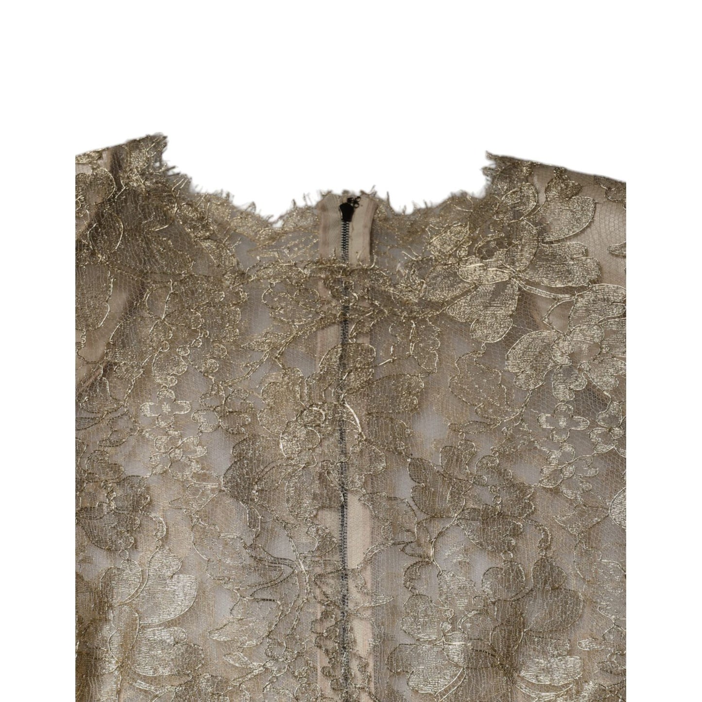 Dolce & Gabbana Gold Floral Lace A-line Sheath Mini Dress DR281297-44