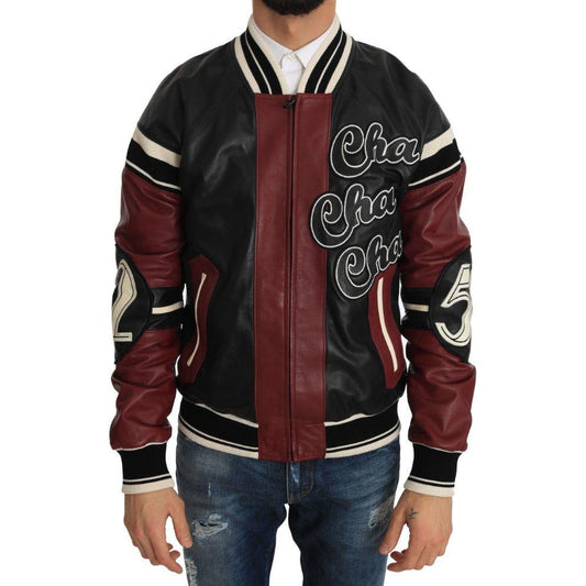 Dolce & Gabbana Leather Club Lounge Black Red Jacket MAN COATS & JACKETS