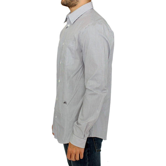 GF Ferre Gray Striped Cotton Casual Shirt SIG10250-1