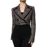 Dolce & Gabbana Brown Plaid Long Sleeve Cropped Coat Jacket JKT3275-40