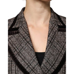 Dolce & Gabbana Brown Plaid Long Sleeve Cropped Coat Jacket JKT3275-40