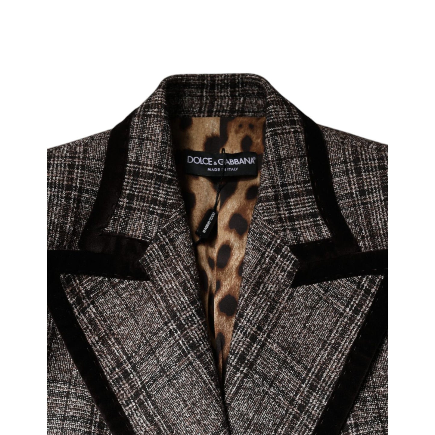 Dolce & Gabbana Brown Plaid Long Sleeve Cropped Coat Jacket JKT3275-40