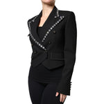 Dolce & Gabbana Black Crystal Double Breasted Blazer Jacket JKT3739-40