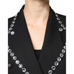 Dolce & Gabbana Black Crystal Double Breasted Blazer Jacket JKT3739-40